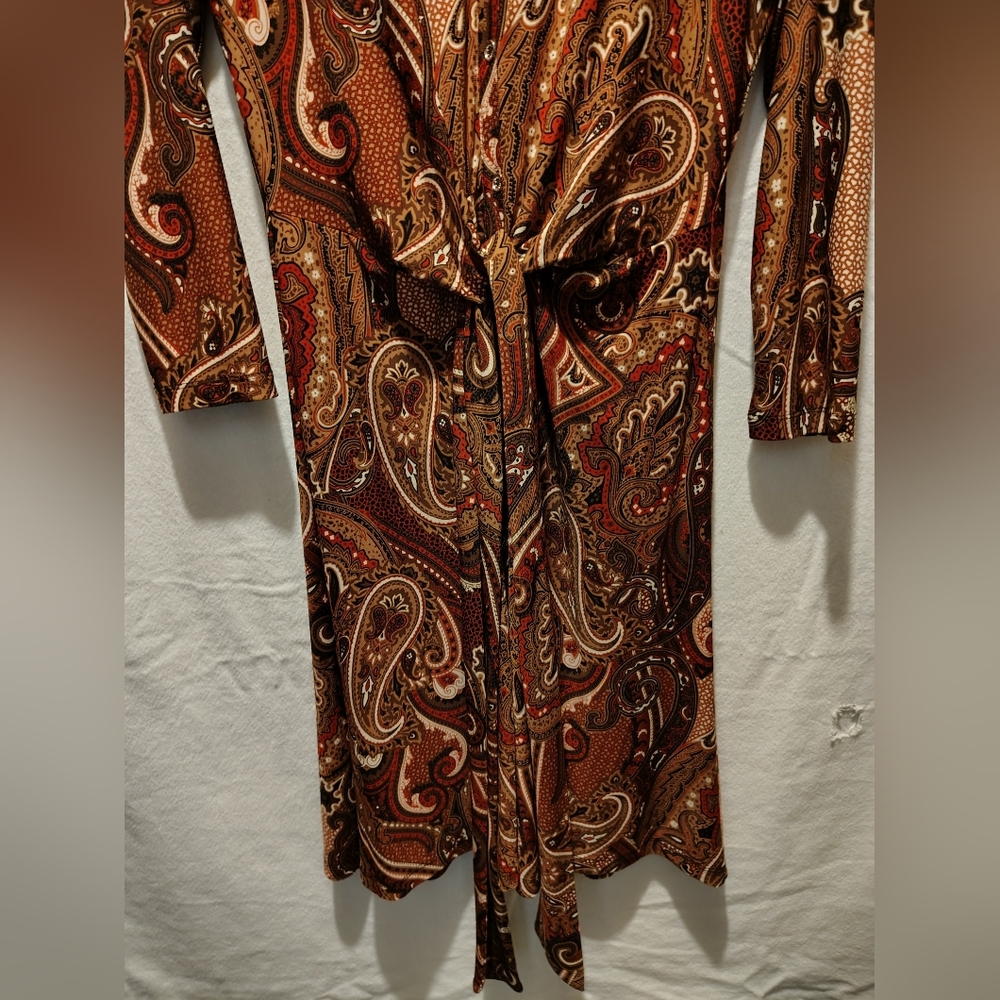 Tommy Hilfiger Petite Paisley-Print Jersey Long sleeve Shirtdress Size 6 - Picture 7 of 12